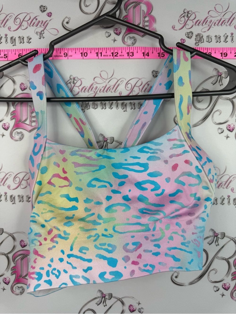 Sports bra neon Pastel Leopard Print Cropped Sports Bra Top